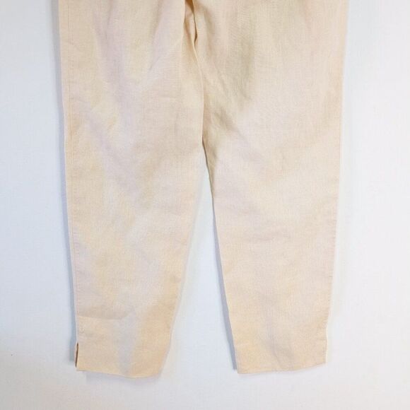 Max Mara Puro Lino Cream Straight Leg Linen Pants - Picture 6 of 8